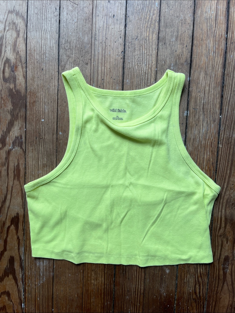 Wild fable Neon Yellow Ribbed Cropped Tank